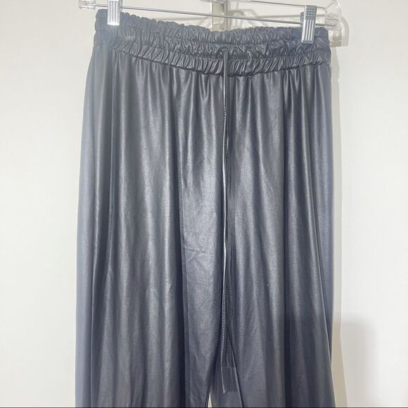 K too waxed fabric faux leather joggers pants L lg - Picture 3 of 16